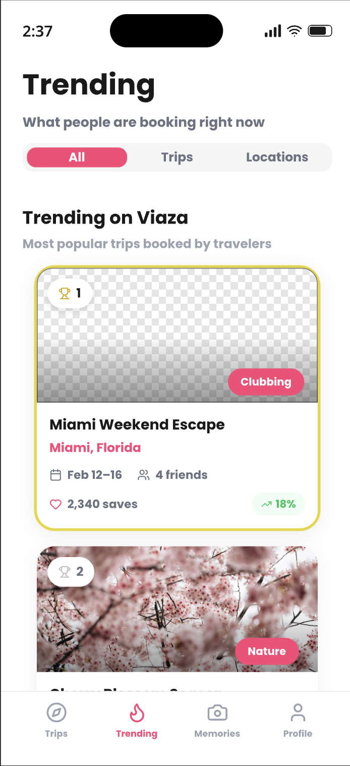 Trending screen
